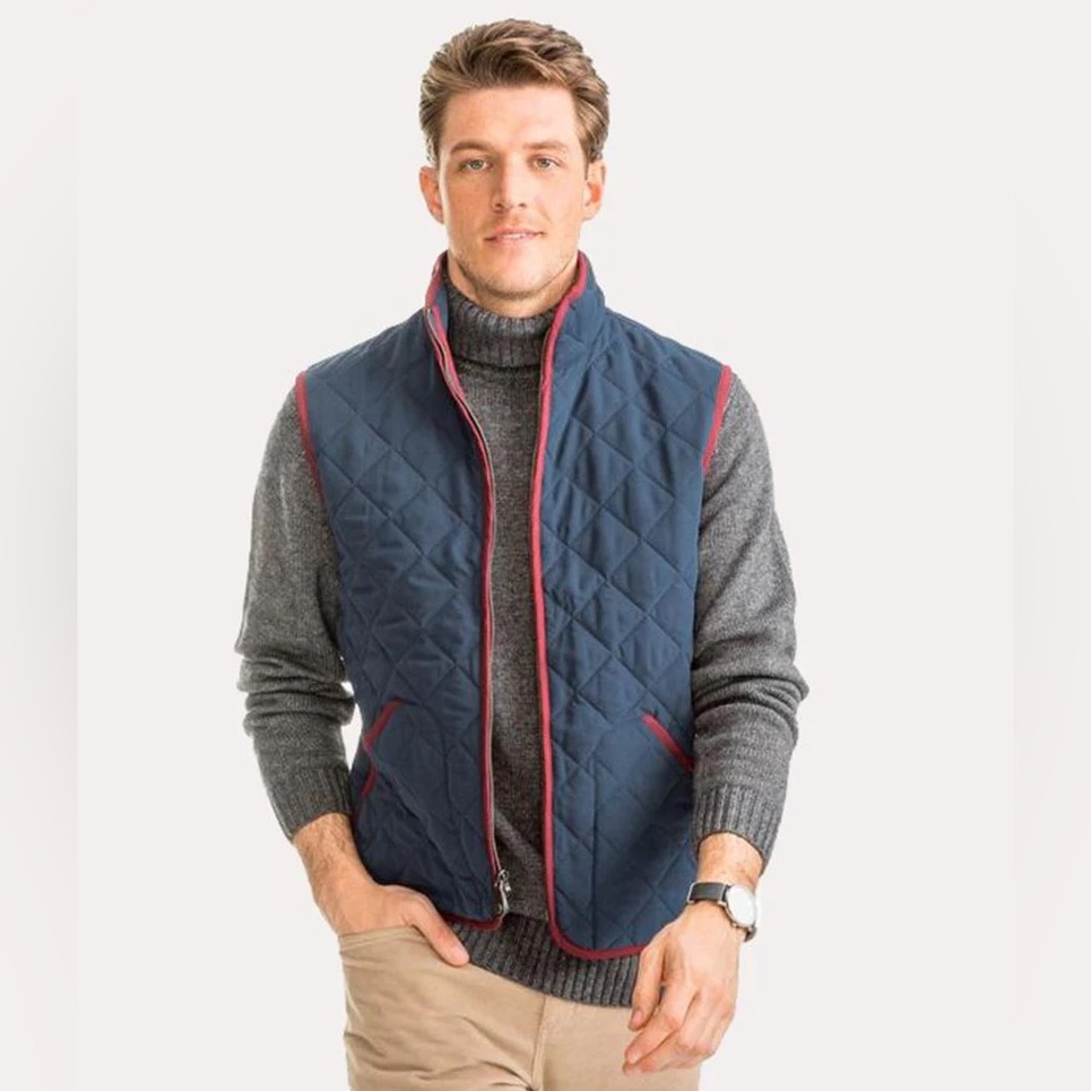 Southern Tide Navy Quilted Field Vest
